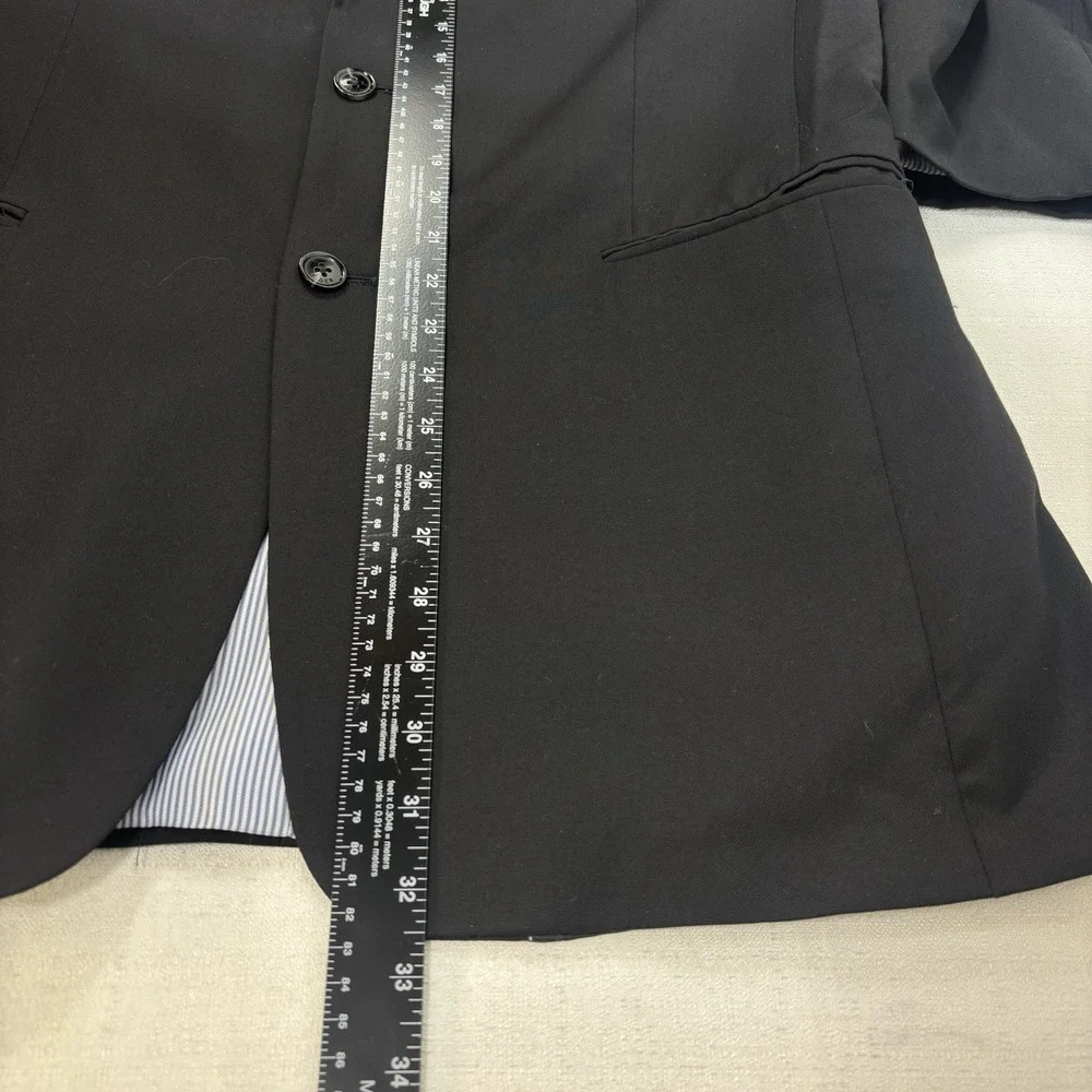 Tommy Hilfiger Suit Jacket Mens Size 40L Black 100%‎ Wool Blazer Sports Coat